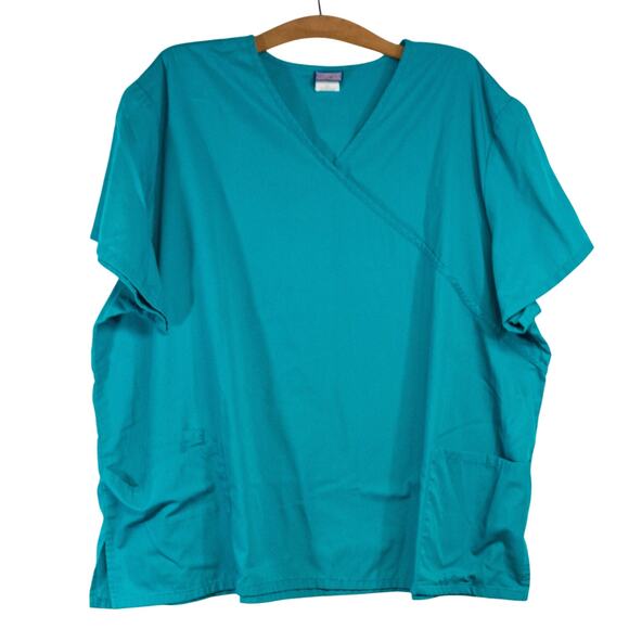 Women's Plus Size 4X Teal Scrub Top CHEROKEE Medical Dental Workwear - Picture 1 of 3